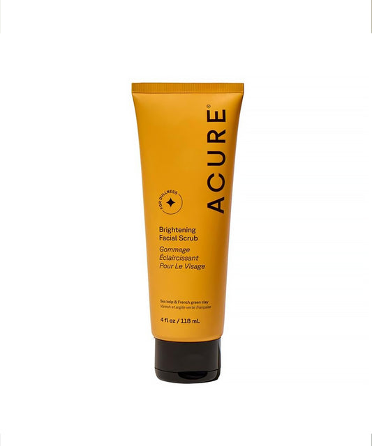 Acure Brightening Facial Scrub tube on a white background