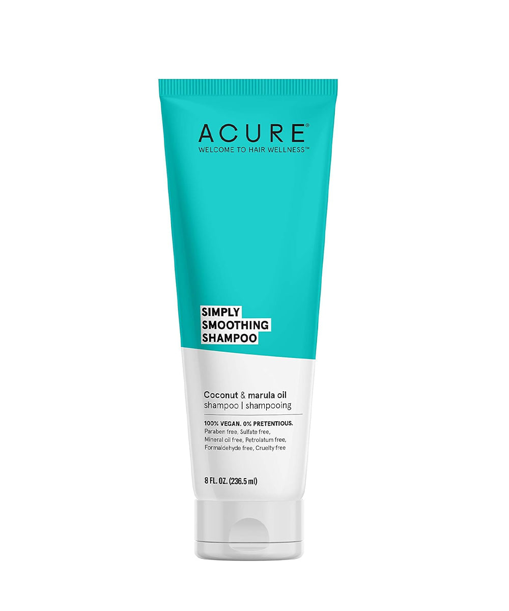 Acure Simply Smoothing Shampoo tube on a white background