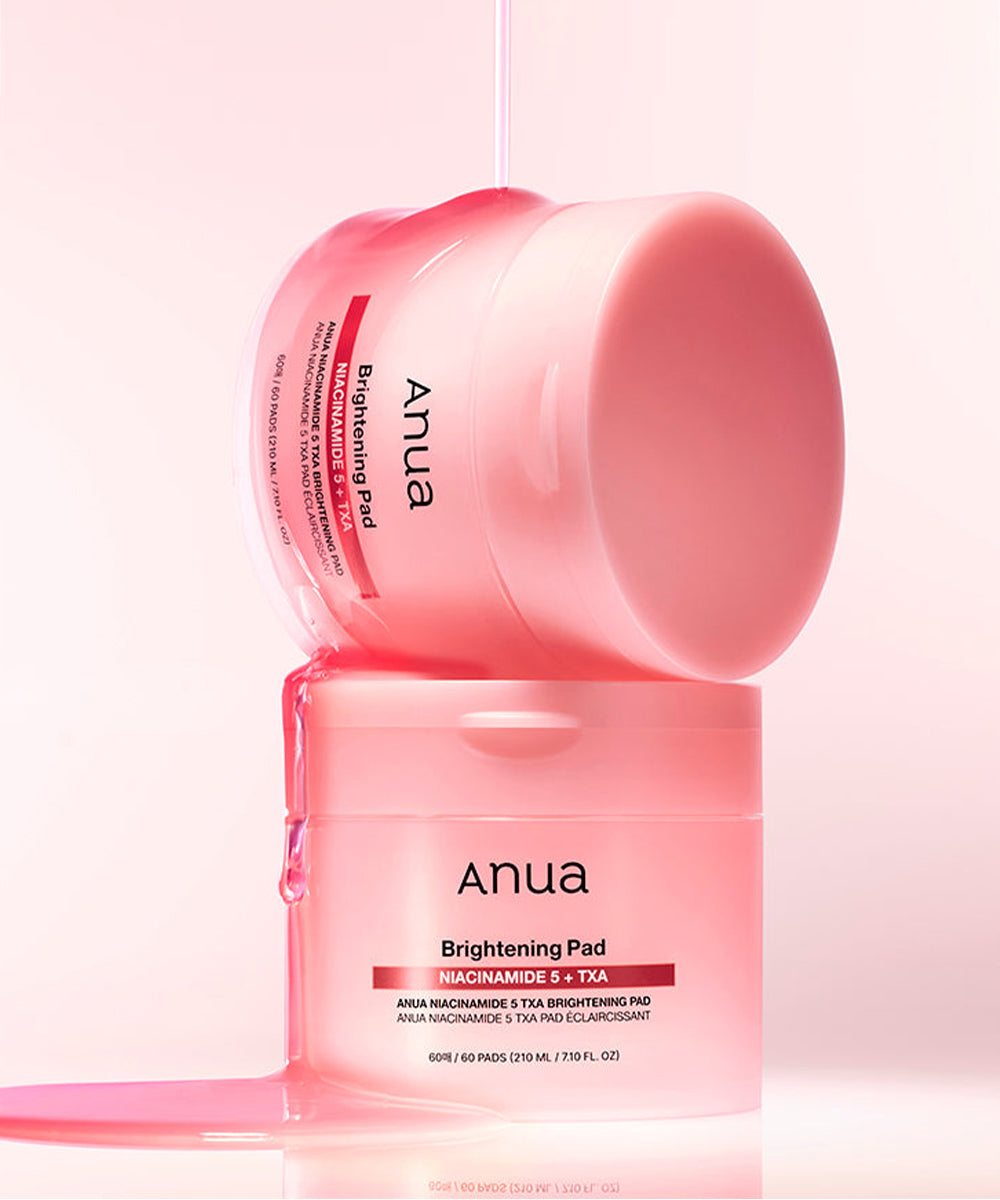 Pink skincare product packaging with 'Anua' branding on a white background