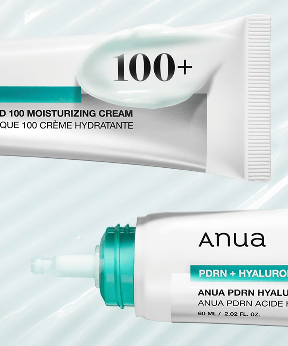 Anua PDRN + Hyaluronic Acid moisturizing cream tube on a light gray background