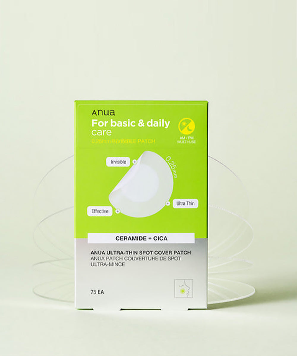 Anua ultra-thin spot cover patch packaging on a light background