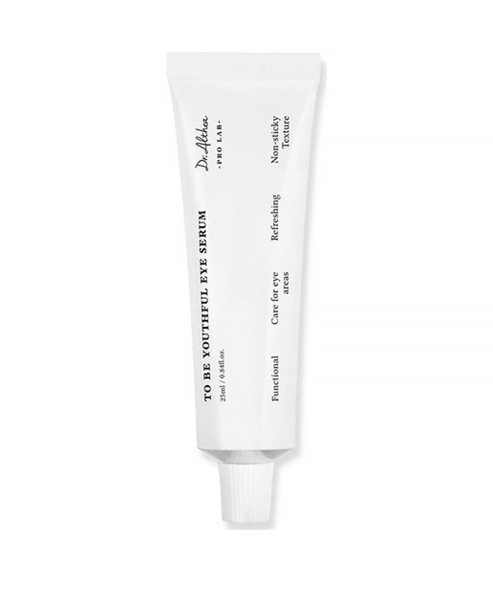 White tube of Dr. Althea Skincare eye serum on a white background