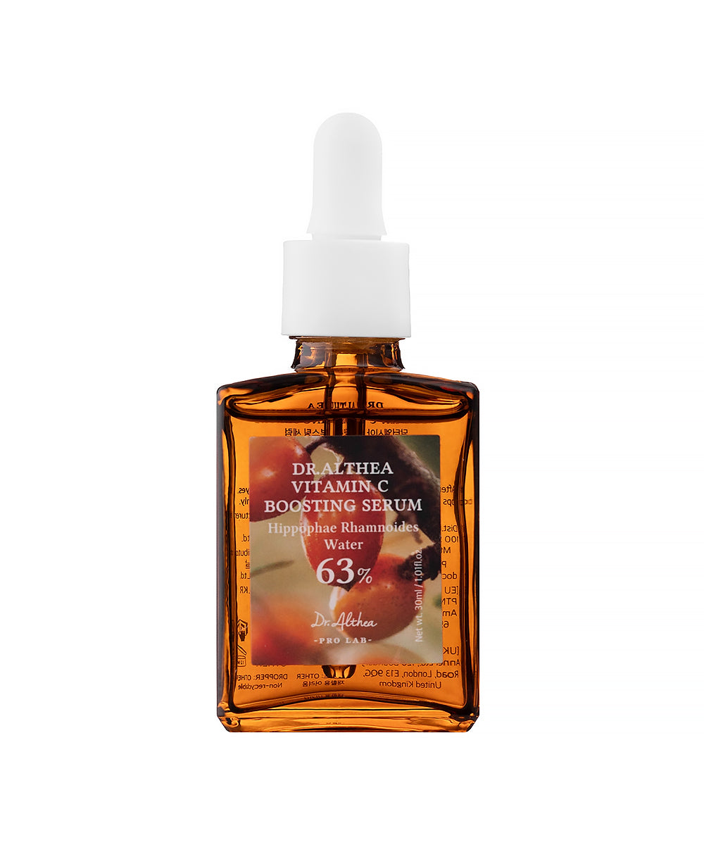 Dr. Althea Vitamin C Boosting Serum bottle with dropper on a white background