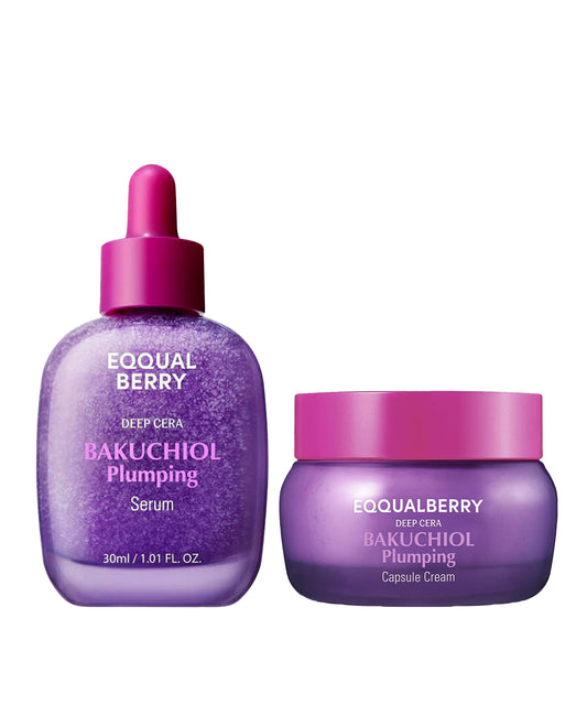 Two skincare products, a serum and cream, from Equal Berry on a white background.