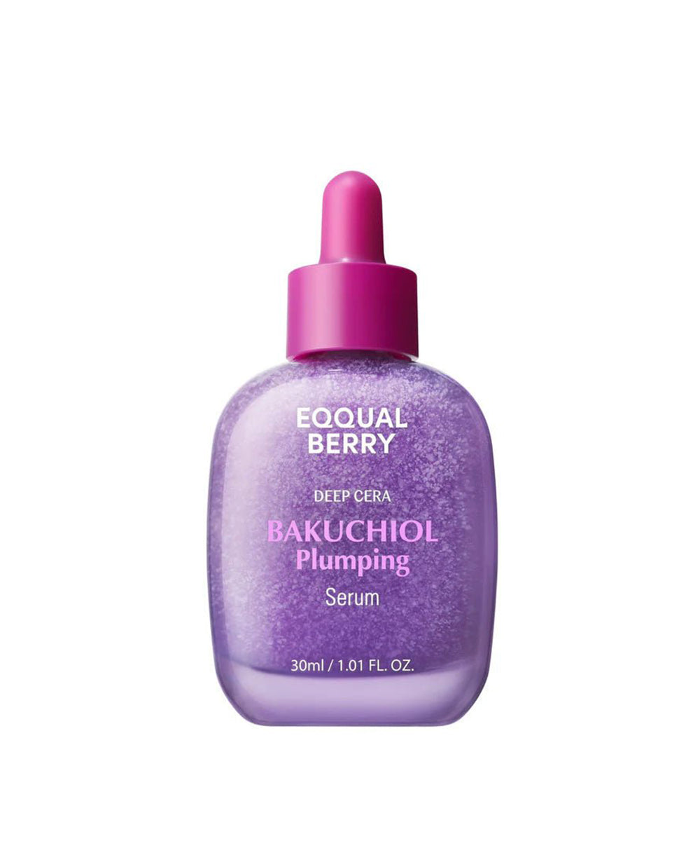 Purple serum bottle with pink cap labeled 'Equal Berry' on a white background