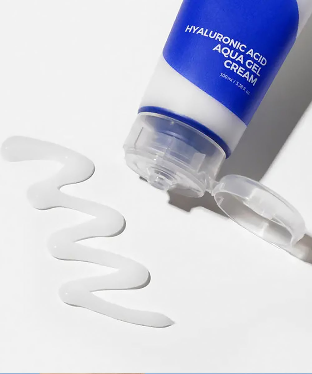 Hyaluronic Acid Aqua Gel Cream with visible gel on a white background