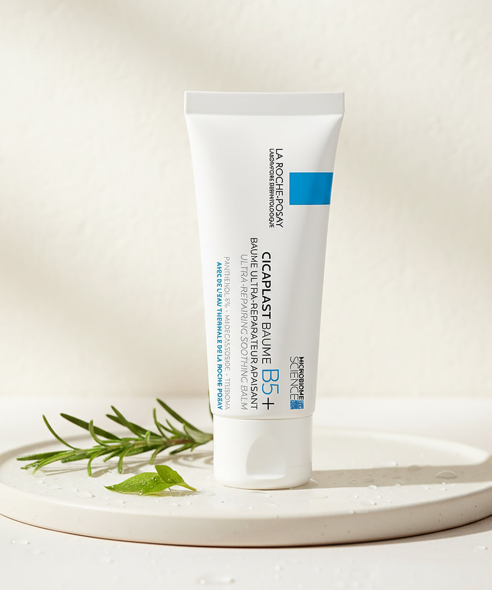 La Roche-Posay Cicaplast Baume B5+ cream tube on a white background