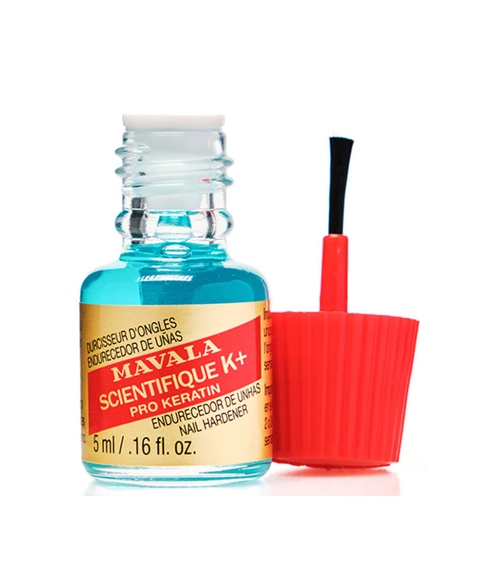 Mavala Scientifique K+ nail polish bottle with applicator on a white background