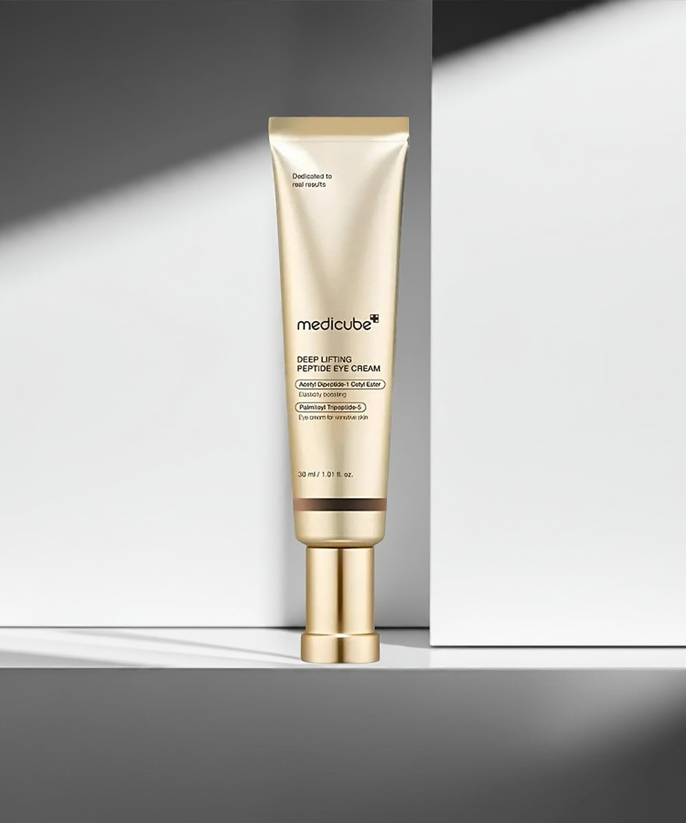 Medicube Deep Lifting Peptide Eye Cream tube on a white background