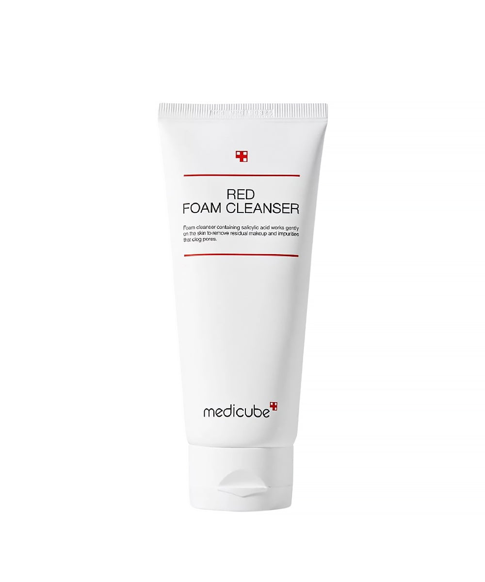 Tube of Medicube Red Foam Cleanser on a white background