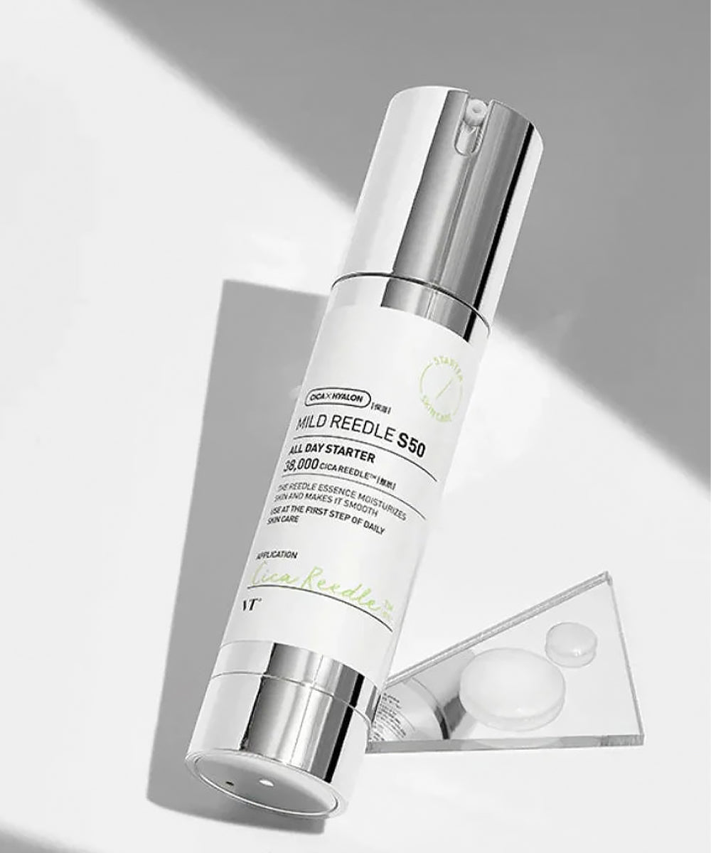 Skincare serum bottle with dropper on a gray background