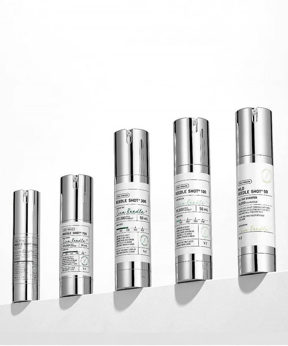 Set of skincare bottles on a white background