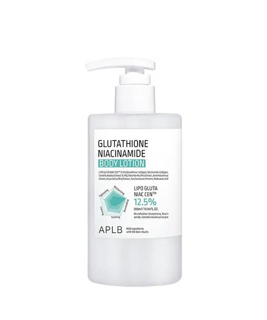 Body lotion bottle with APLB branding on a white background