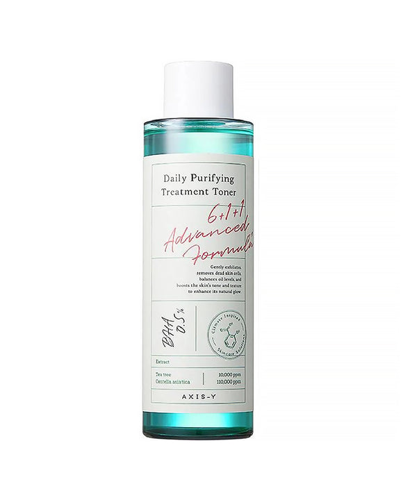 Bottle of AXIS-Y Daily Purifying Treatment Toner on a white background