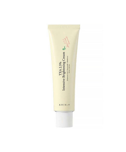 Tube of AXIS-Y TXA 2.5% Intensive Brightening Cream on a white background
