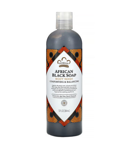Nubian Heritage African Black Soap Body Wash bottle on a white background