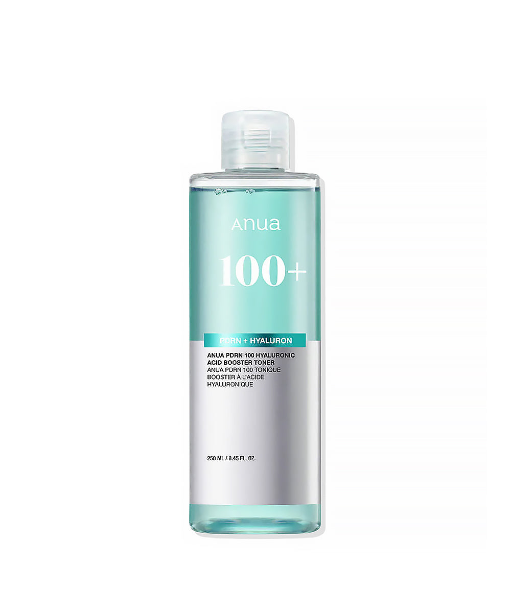 Anua 100+ toner bottle on a white background