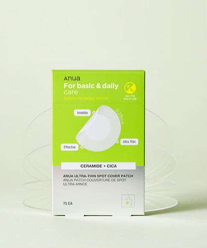Anua ultra-thin spot cover patch packaging on a light background