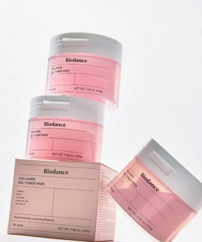 Biodance collagen gel toner pads packaging on a white background