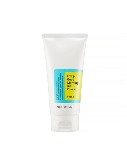 Tube of 'Low pH Good Morning Gel Cleanser' by COSRX on a white background