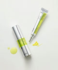 Two skincare products, a serum and a cream, on a light background with visible brand names.