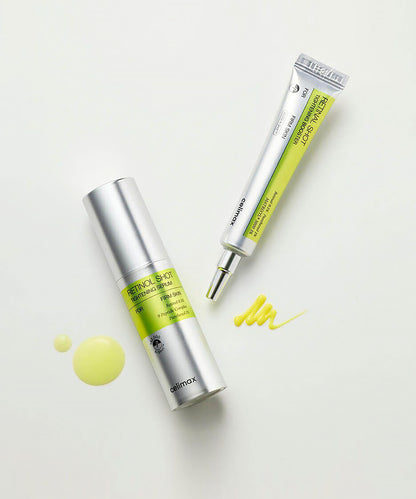 Two skincare products, a serum and a cream, on a light background with visible brand names.