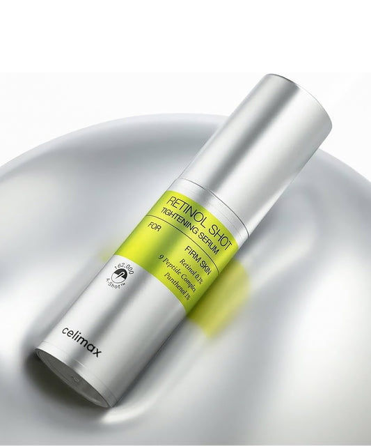 Celimax Retinol Shot skincare serum on a white background