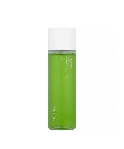 Green bottle with white cap on a white background