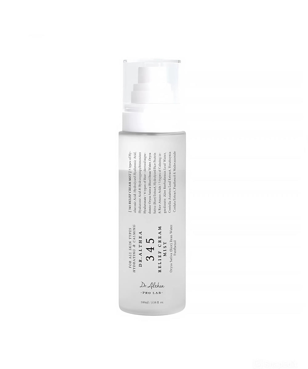 Skincare bottle with text on a white background
