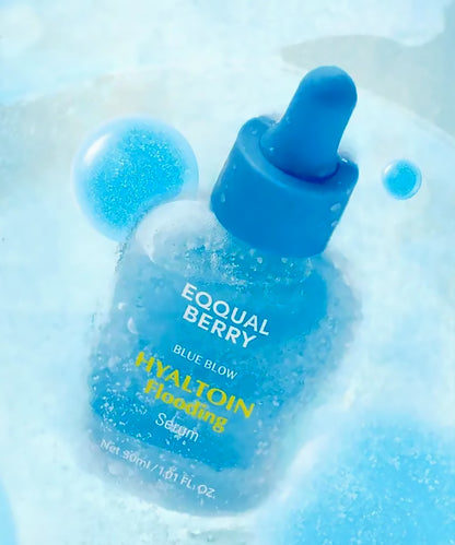 Blue bottle with dropper labeled 'Equal Berry' on a light blue background