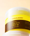 Eoqualberry collagen glow up gel toner pads container on a beige background
