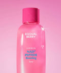 Pink bottle of Eqqual Berry Lush Blush NAD+ Peptide Boosting Toner on a pink background