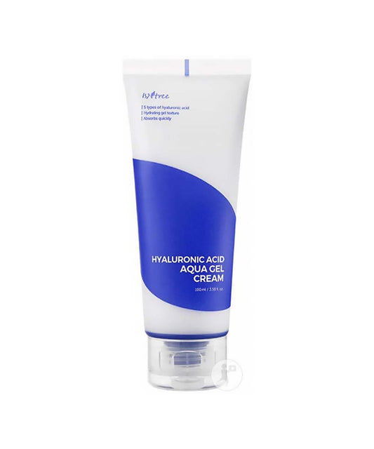 Tube of hyaluronic acid aqua gel cream on a white background