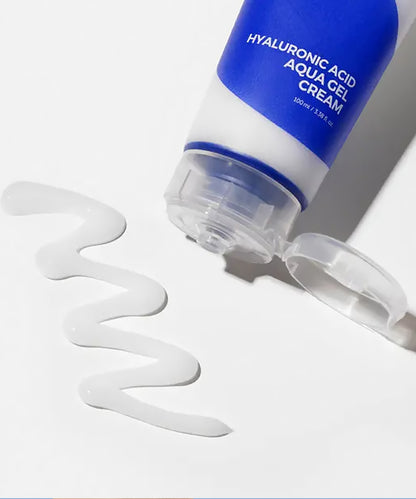 Hyaluronic Acid Aqua Gel Cream with visible gel on a white background
