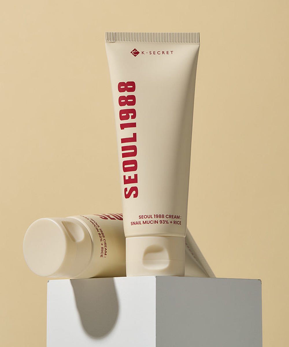Tube of Seoul 1988 cream on a beige background