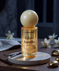 Medicube Vanilla Hair & Body Fragrance Mist 100ml on a stone slab, lightweight fast-drying scent mist