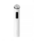 A white handheld beauty device with a silver metallic head, a black rectangular display screen, and a single round button on the front, featuring the 'mediube' brand name printed near the bottom, set against a plain white background.
