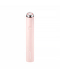 Pink electronic device with a silver top on a white background