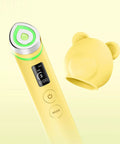 A detailed view of the Age-R Booster Pro’s integrated LED screen, showcasing the four treatment modes: Booster, MC (Microcurrent), EMS (Electric Muscle Stimulation), and ATS (Air Shot)
