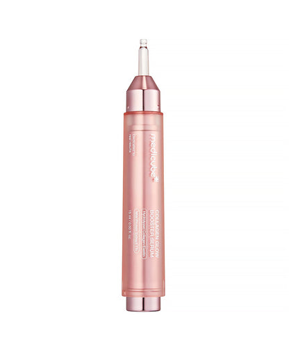 Rose gold cosmetic pen on a white background