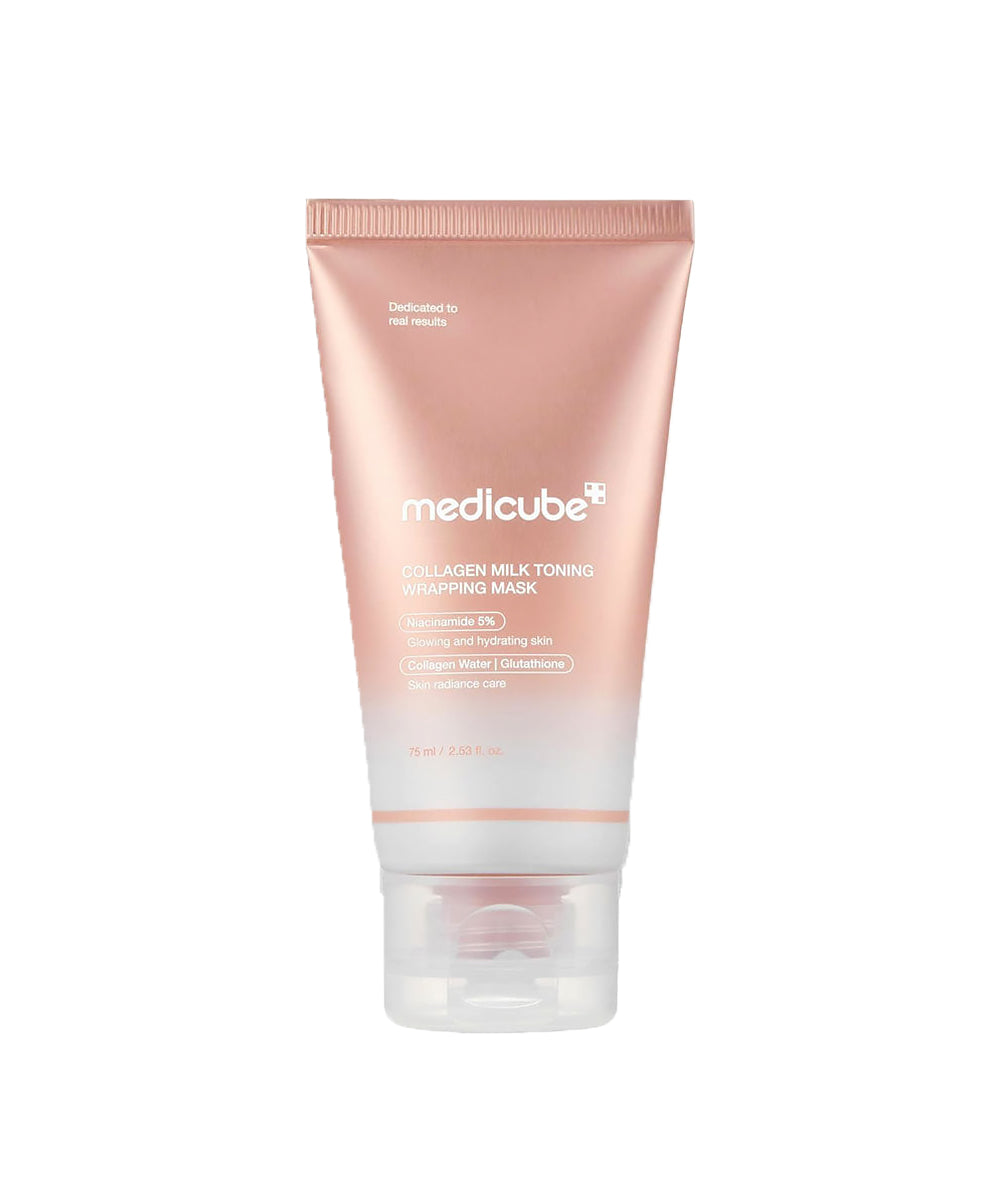 Tube of Medicube facial mask on a white background