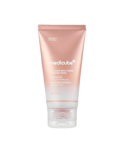 Tube of Medicube facial mask on a white background