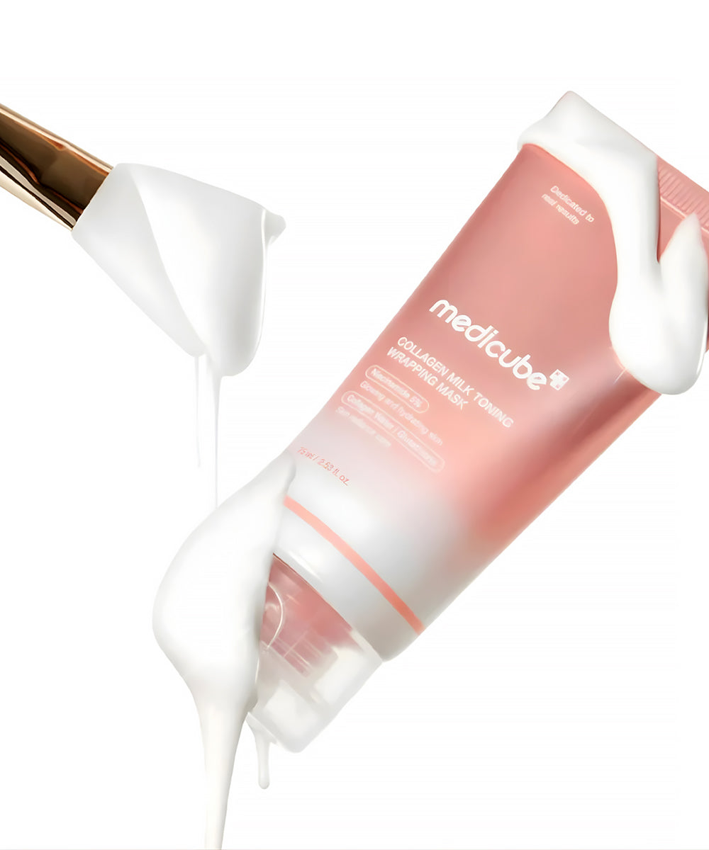 Medicube skincare product with white pump on a white background