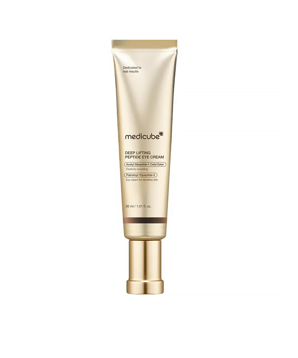 Medicube Deep Lifting Eye Cream tube on a white background