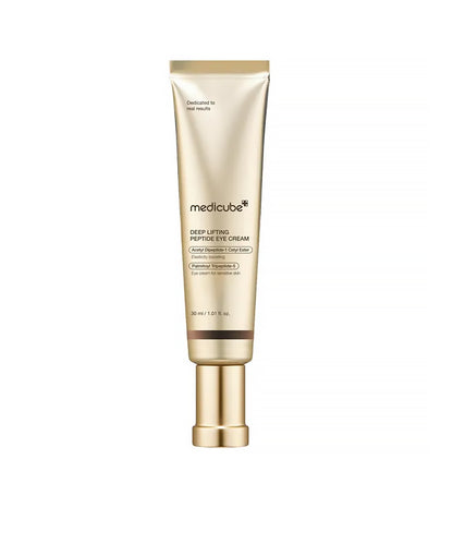 Medicube Deep Lifting Eye Cream tube on a white background