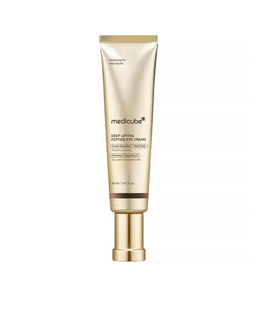 Medicube Deep Lifting Eye Cream tube on a white background