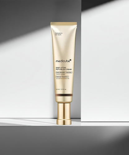 Medicube Deep Lifting Peptide Eye Cream tube on a white background
