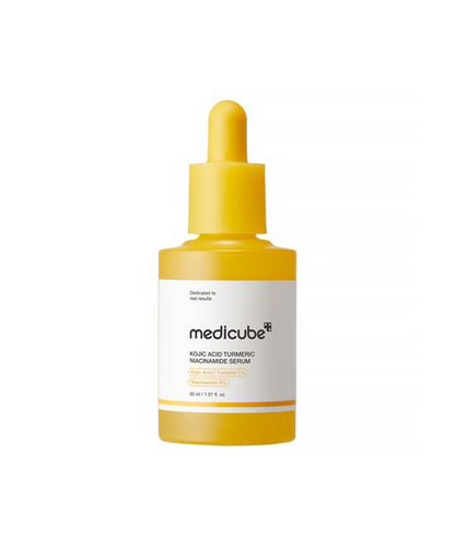 Medicube bottle with yellow dropper on a white background