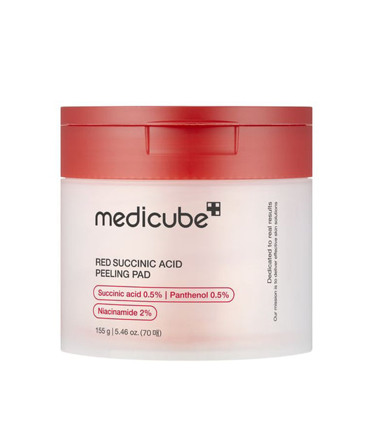 Medicube Red Succinic Acid Peeling Pad container on a white background