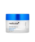 Medicube Zero Pore Cream 2.0 jar with blue lid on a white background
